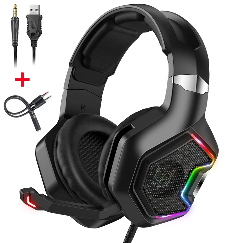 2021 K10 PRO PS4 гарнитура бас Игровые наушники RGB Casque с микрофоном для ПК Новый Xbox One