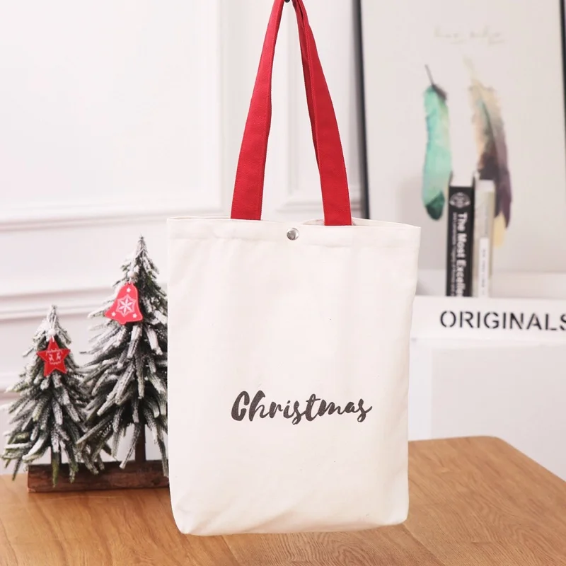 Christmas gift bag canvas printing old man 38.5X31.5X25CM large capacity gift luxury handbag New Year Christmas decoration