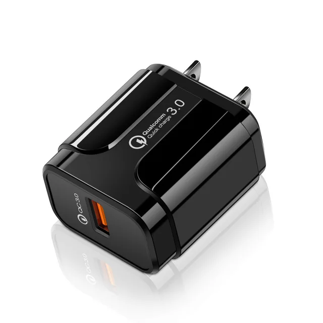 18 Вт Быстрая зарядка 3,0 Qualcomm QC 3,0 4,0 быстрое зарядное устройство USB портативный зарядный мобильный кабель для зарядки телефона для iPhone samsung Xiaomi - Тип штекера: US  black charger