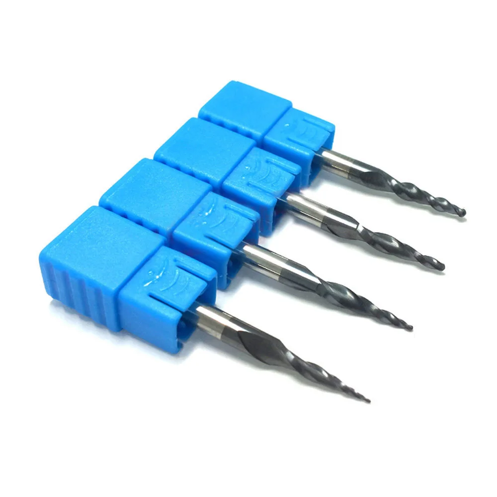 

Tapered End Mills Ball Nose Cutter 1/8" Shank Drill 0.25-1.0mm Carbide Replacement 4pcs Set Kit Practical
