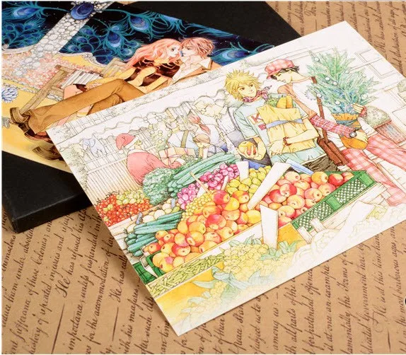 Романтическая свежая любовь в японском стиле, 12 шт., изысканная Классическая Ретро цветная открытка, подарок с очень плотной текстурой