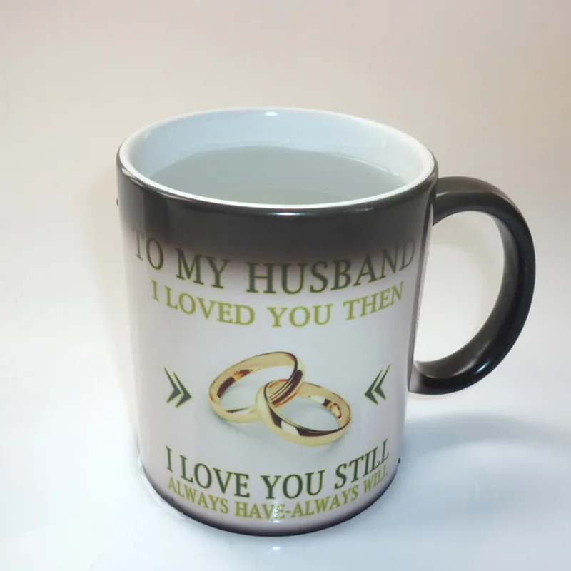 To My Wife Or Husband Coffee Mug Wedding Anniversary Gift Suprise Gift Magic Color Changing Mugs Creative Tea Milk Ceramic Cups