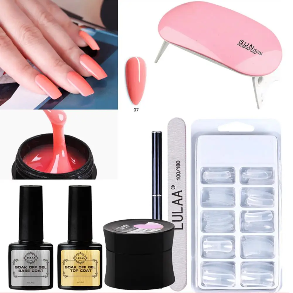 

Portable Nails Acrylic Nail Gel Kit 15ml Extension UV Gel Basecoat Topcoat Varnish Nail 8pcs/Set