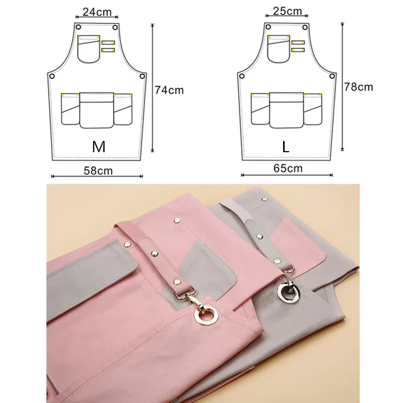 2019 Pink Canvas Apron for women Waitstaff Barista Bartender Baker Bistro Pastry Catering Florist Painter Artist Work Wear logo