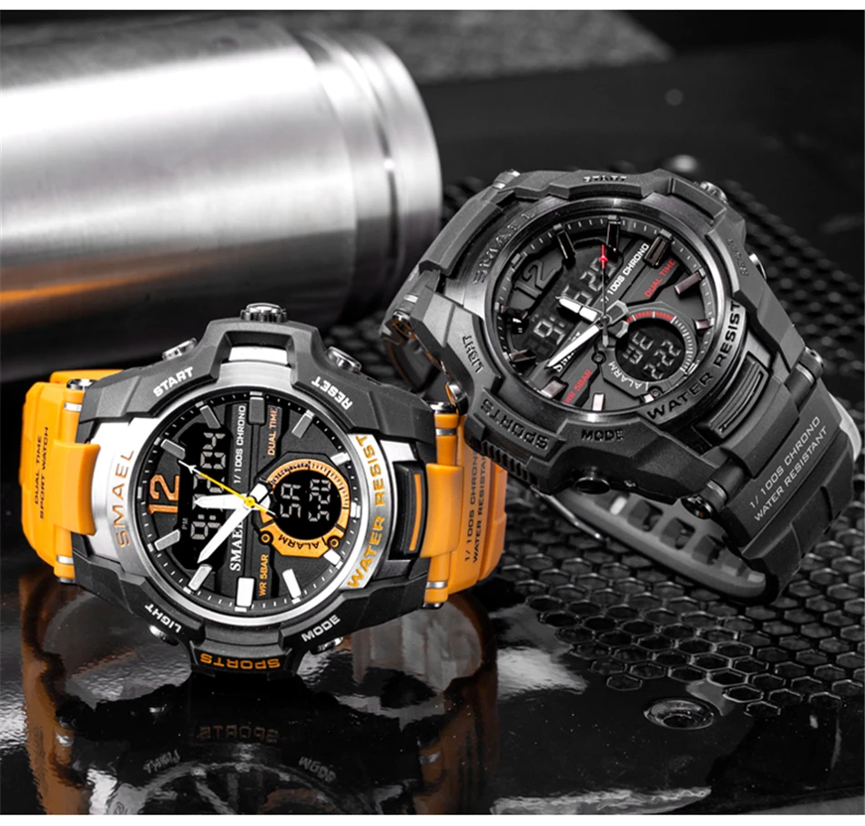 Люксовый бренд, мужские спортивные часы, светодиодный, цифровые, электронные часы, мужские, 50 м, водонепроницаемые, AL35, Move, мужские, t стальное кольцо, многофункциональные наручные часы