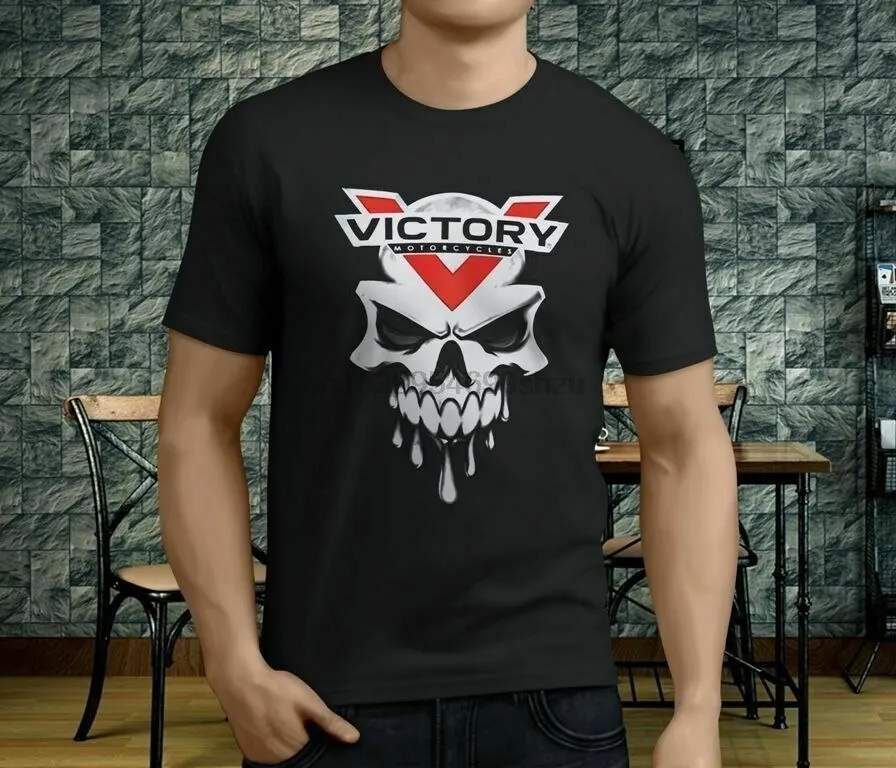 Новая популярная мужская черная футболка с изображением черепа мотоцикла S-3XL |