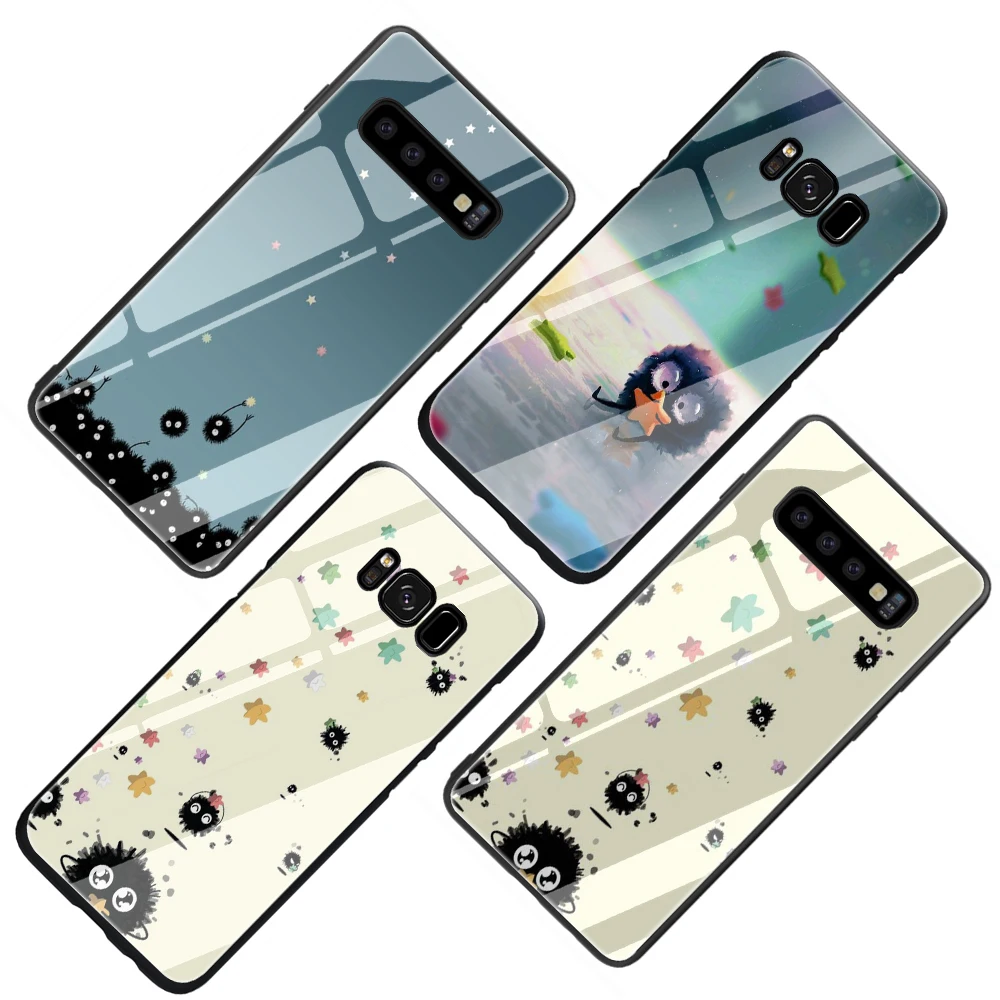 EWAU Studio Ghibli Spirited Away SOOT Tempered Glass Phone Case for Samsung S7 8 9 10 Note 8 9 10 Plus A10 20 30 40 50 60 70