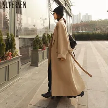 SuperAen, новинка, осенняя и зимняя женская шерстяная куртка Корейская стильная дикая Дамская шерстяная куртка однотонная модная женская одежда
