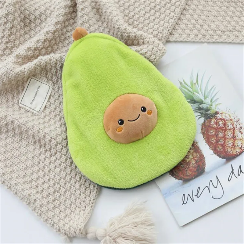 Cute Avocado Rubber Hot Water Bottles Stress Pain Relief Therapy With Knitted Soft Cozy Cover Winter Warm Heat Reusable 1000ml