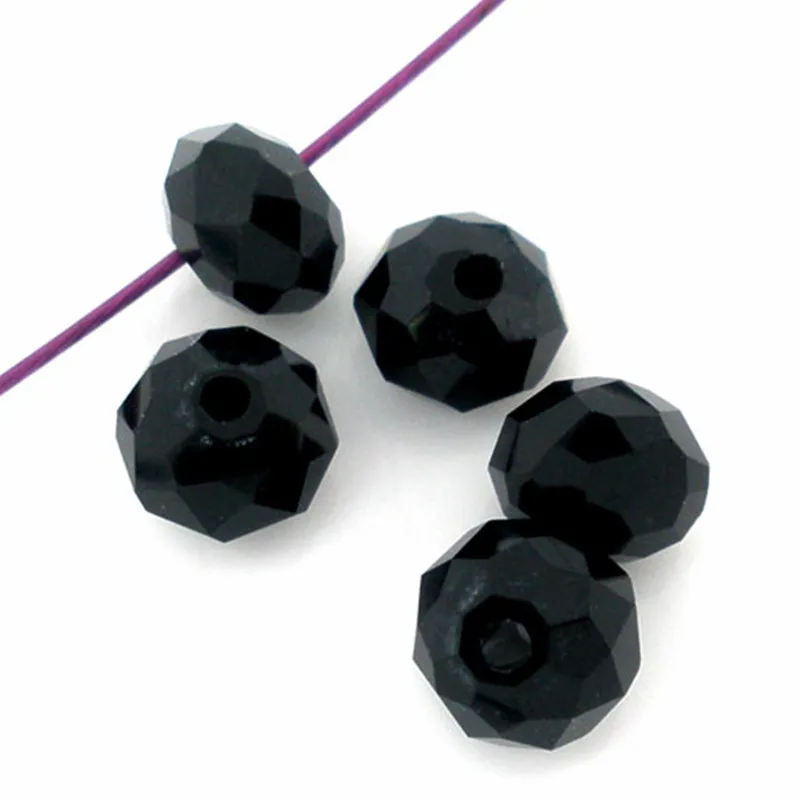DoreenBeads с украшением в виде кристаллов Стекло свободные шарики черного цвета