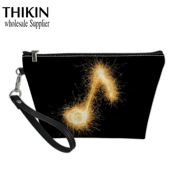 

THIKIN Shining Music Notes Printing Women Cosmetic Cases Females Travel Make Up Pouch Makeup Bags Ladies Function Wash Kit Bags