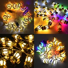 

1.65M Moon Star Castle Palace Lamp LED Light String Eid Mubarak Decorative String Lights Ramadan Kareem Festival Party Supplies
