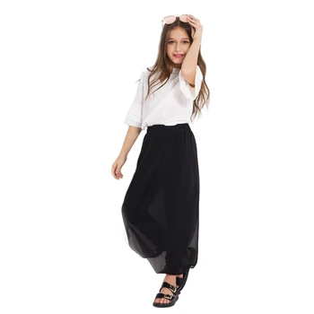 

Kids Clothing Suit 2019 Spring Autumn Fashion Girls Clothes Black Pants With White Shirt Chiffon Half-sleeved White Tops Sets