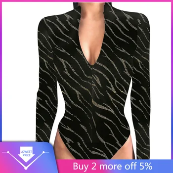 

2019 New Sexy Bodysuit Women Causal Striped Full Sleeve Clothes Loose T-shirt Blouse Bodysuit Jumpsuit Ropa Body Mujer Femme#C11