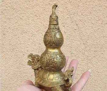 

Copper Statue The copper dragon turtle back gourd ornaments defends the Lucky Dragon turtle Tuo great treasure gourd gourd orna