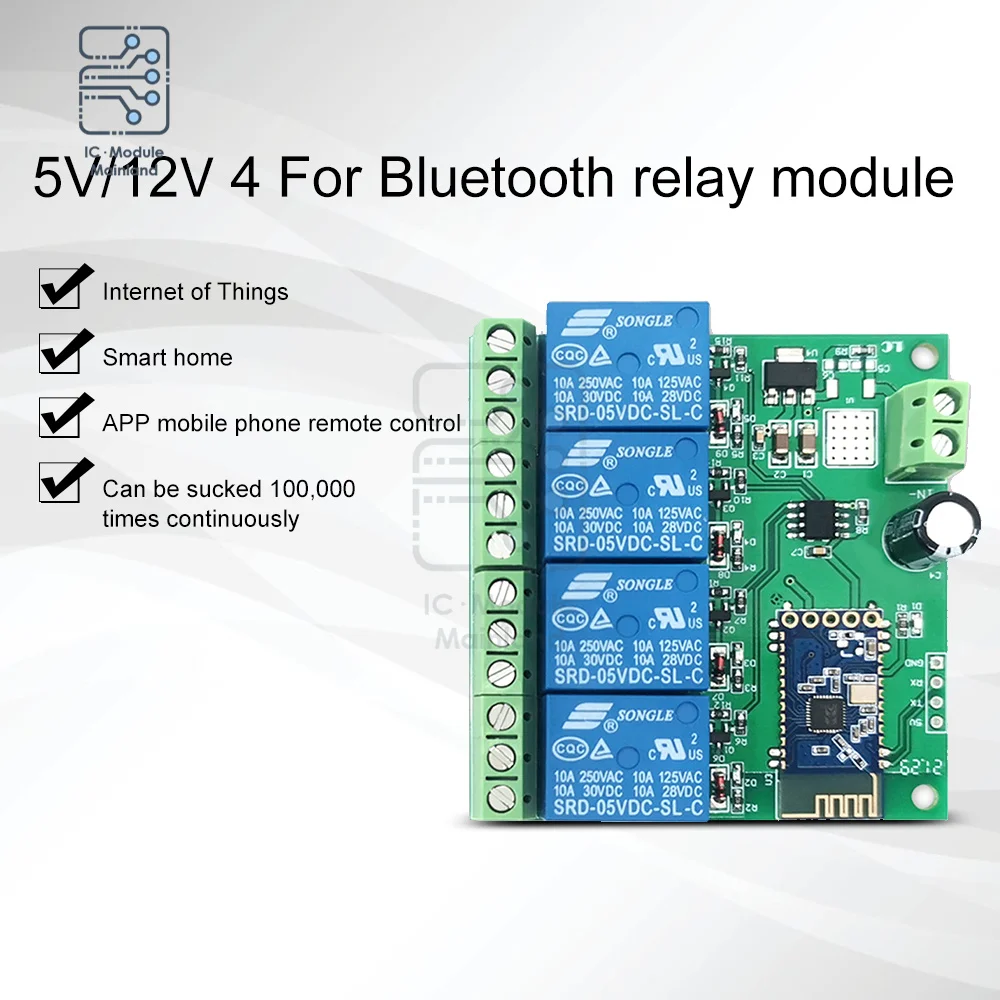 

DC 12V 5V 4 Channel Relay Board Module For IOT Smart Home Phone APP Controller Bluetooth-compatible Relay Module