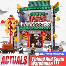 DHL 01023 MOC китайские уличные строительные игрушки старый стиль банк набор новые наборы сборки игрушки рождественские подарки строительные блоки кирпичи