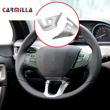 Carmilla автомобильный Стайлинг хромированная панель рулевого колеса декоративная накладка наклейка для Peugeot 2008 208 2014 - 2019 аксессуары Carmilla автомобильный Стайлинг хромированная панель рулевого колеса декоративная накладка наклейка для Peugeot 2008 208 2014 - 2019 аксессуары