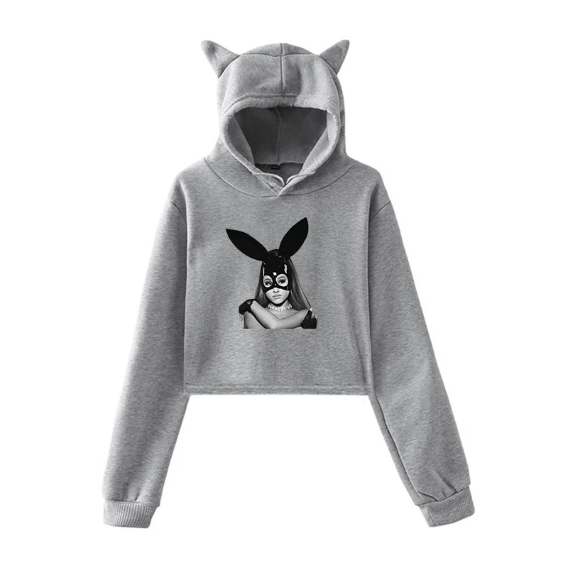 Kawaii Hoodie 10 Осенне-зимняя женская укороченная Толстовка с принтом Ариана Гранде каваи Харадзюку, толстовка с длинными рукавами, Повседневная Толстовка - Цвет: Kawaii Hoodie 10