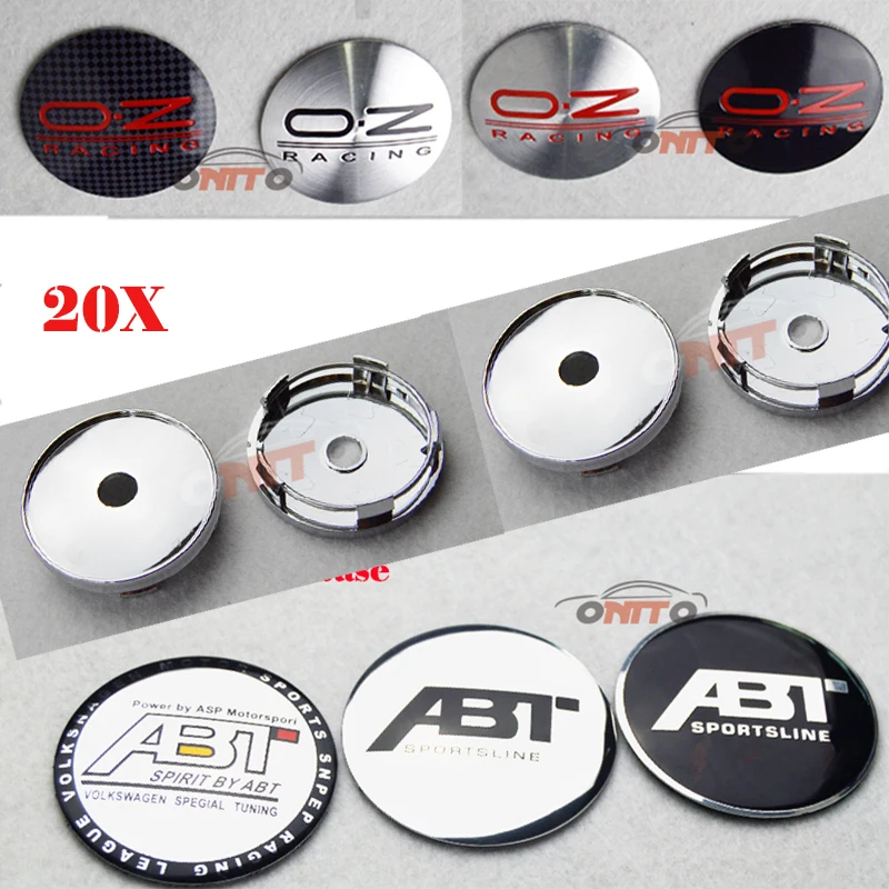 

20PCS 60mm ABT O.Z OZ logo emblem Wheel Center Hub Cap Car Refit emblem badge cover ABT Car styling car wheel center caps