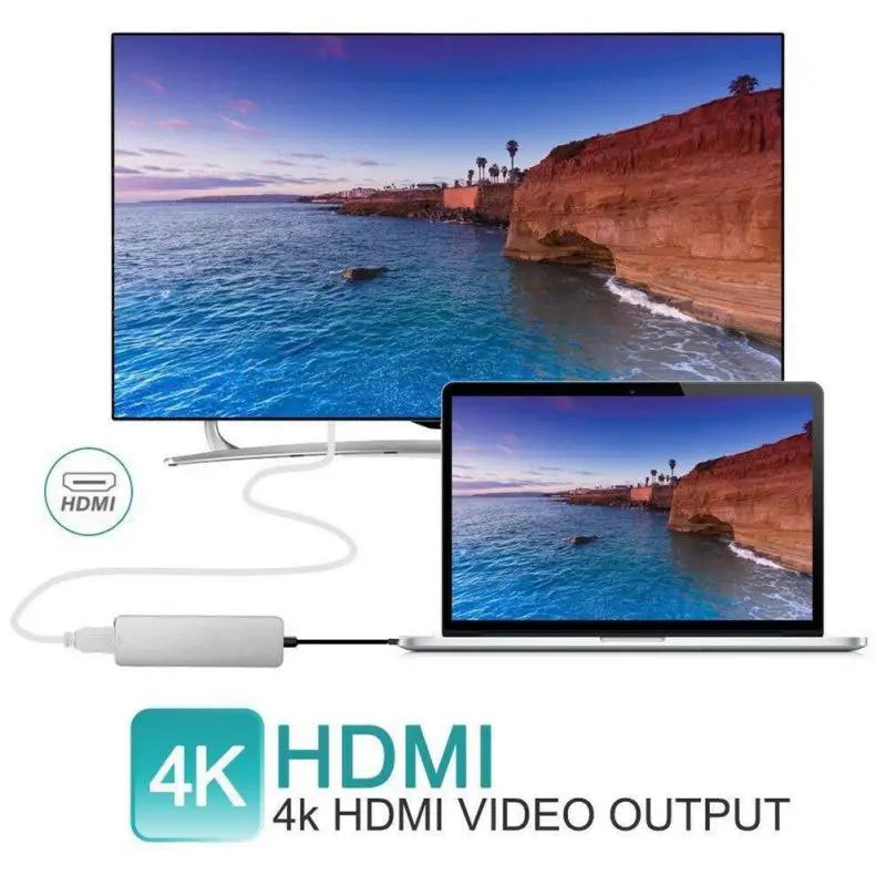 4 в 1 концентратор адаптер, USB C к HDMI адаптер с 4K карты памяти