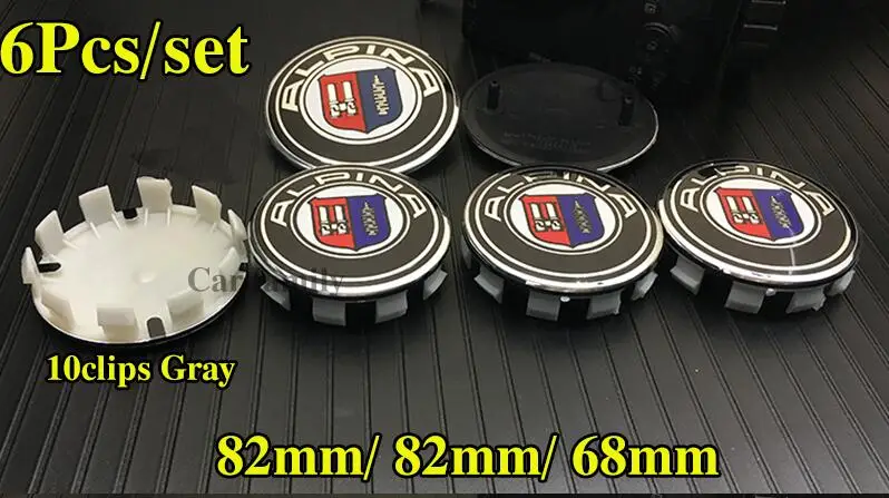 Alpina 6x-gray cap 6 шт./компл. пылезащитный 68 мм Центральная втулка колеса автомобиля Шапки крышки обода авто-Стайлинг 82 мм с автоматической крышки багажника логотип сзади, логотипы марок машин - Цвет: Alpina 6x-gray cap