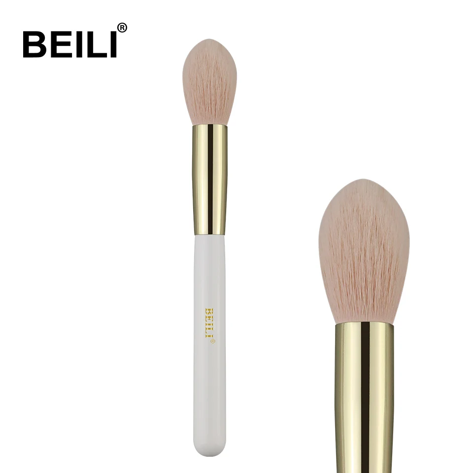 SW05 BEILI 1 piece Pearl White Makeup brush Nano wool fiber Hair Flat Foundation powder brush Handle golden ferrule - Handle Color: SW05