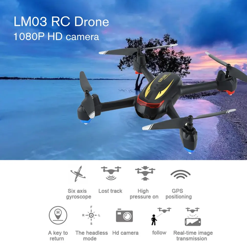 

LM03 2.4G/5G WiFi FPV RC Drone with GPS 1080P HD Camera RC Helicopter Aircraft Altitude hold Aerial Video Toys For Kid