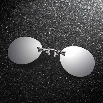 

Rimless Sunglasses Vintage Ultralight Driver Goggles Clip On Nose Lens Round Glasses Fashion Frameless Eyeglasses