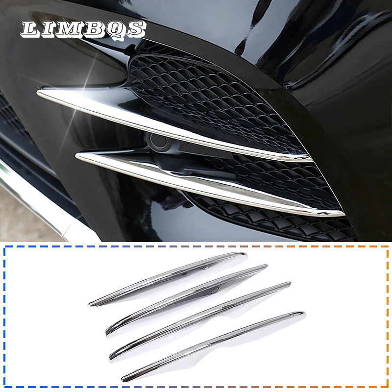 

4 pcs Sliver Front Fog Lamp trim For GLC Class Mercedes Benz 2017-2019 ABS Chrome headlight bumper foglights cover stickers