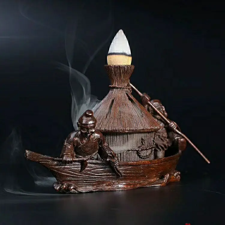 Изысканная красная медная башня задний поток благовоний орнамент