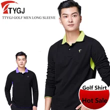 Брендовая мужская футболка с длинным рукавом для гольфа мягкая удобная дышащая рубашка для гольфа мужские топы с отложным воротником Спортивные майки больших размеров