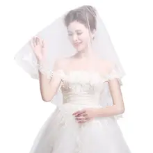 Белая кружевная Фата для невесты из гренадина, свадебная фата для невесты, короткая Соборная накидка, вуаль для невесты, свадебные аксессуары