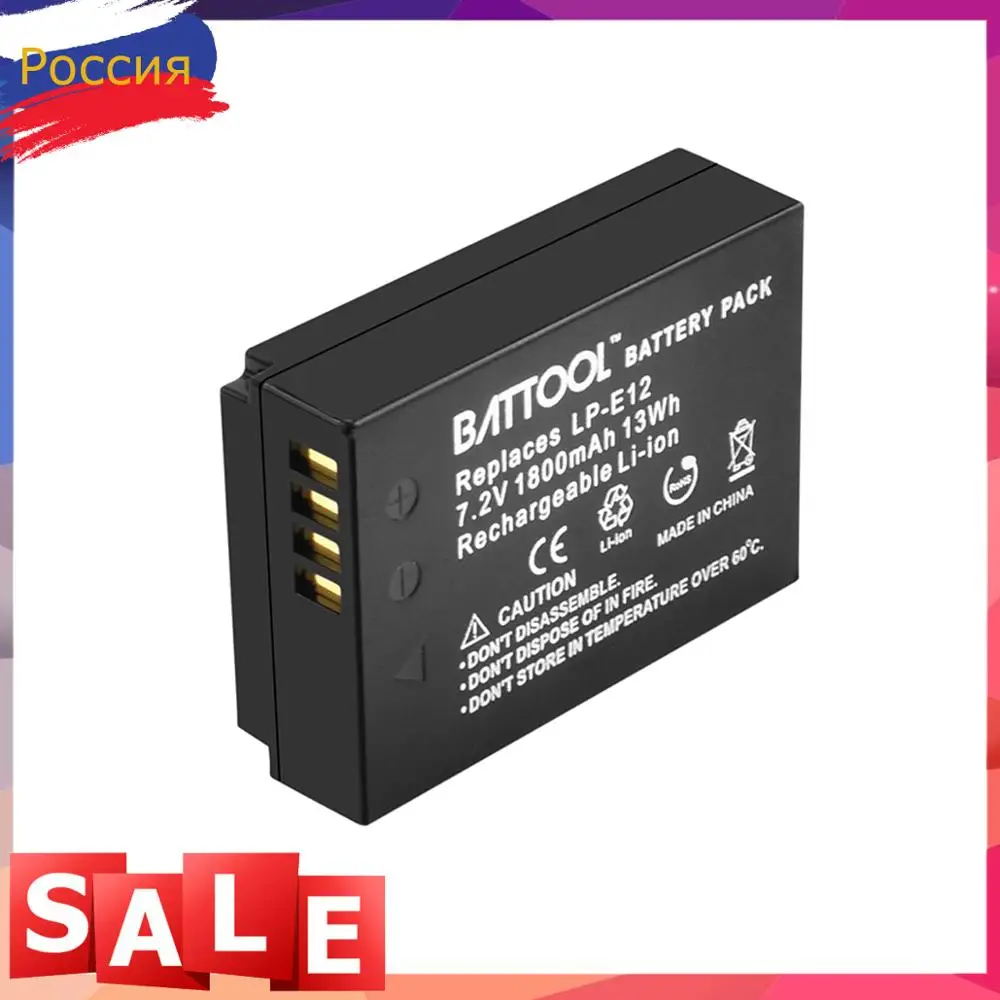 Аккумулятор Battool 7,2 V 1800mAh для камеры Canon LP-E12 LP E12 LPE12+ ЖК-зарядное устройство USB Замена EOS Rebel SL1 M10 M50 M100 RU
