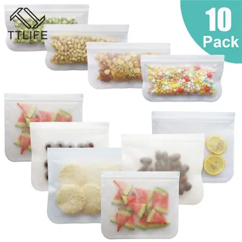

TTLIFE 6/10 Pack Reusable Storage Bags Extra Thick Ziplock Bag Leakproof Lunch Bag for Food Storage Durable Home Organization