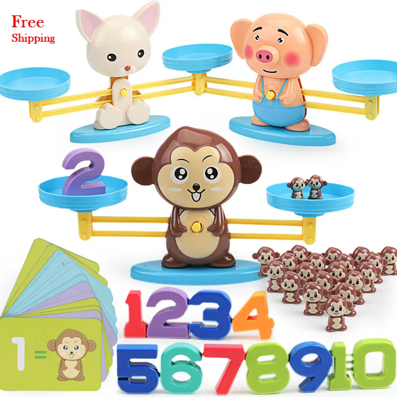 Montessori Math Balancing Scale Number Board Game Educational Toy Monkey Pig Dog Animal Figure Baby Preschool Math Toys Montessori Math Balancing Scale Number Board Game Educational Toy Monkey Pig Dog Animal Figure Baby Preschool Math Toys