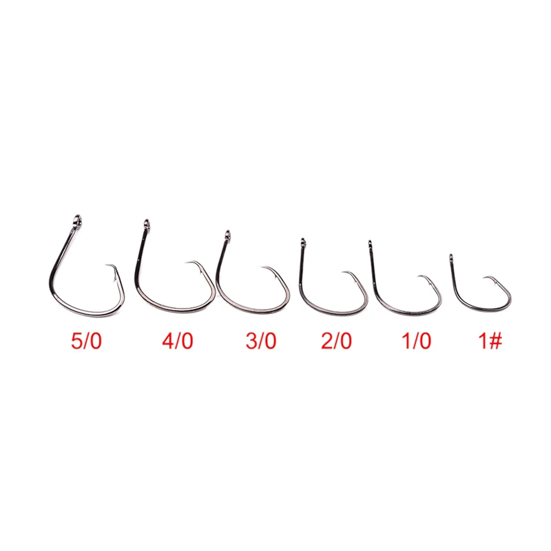 NEW 50pcs/lot Fishing Hooks Octopus/Circle Sport Circle Fish Hook Jig Big 1#-5/0# Size Bass Black Color