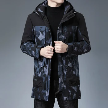 

High Quality Men's Down Jacket Fashion Camouflage Winter Jacket Men Causal Hooded Warm Mens Jackets and Coats Grey Duck Down