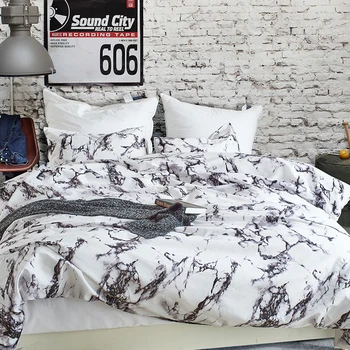 

Soft Breathable Polyester Brushed Microfiber Duvet Set with Zipper Closure Marble Printed Pattern Duvet Cover + 2pcs Pillowcases