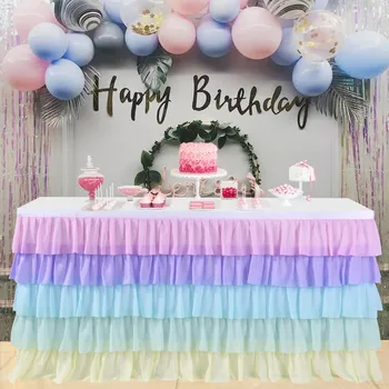 

5 Layer Tulle Table Skirt Tutu Table Skirts Baby Shower Birthday Party Table Skirts for Banquet Wedding Hotel Party Decoration