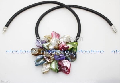 > 60 мм смешанные цвета mother of pearl weave shell цветок ожерелье кулон 17"