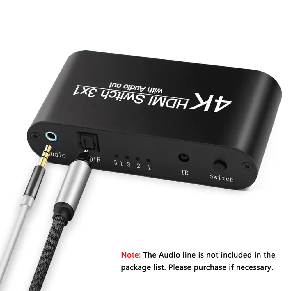  HDMI Switcher with Audio Splitter 3 Input 1 Output HDMI Switch 3x1 for XBOX 360 PS4 Smart Android H