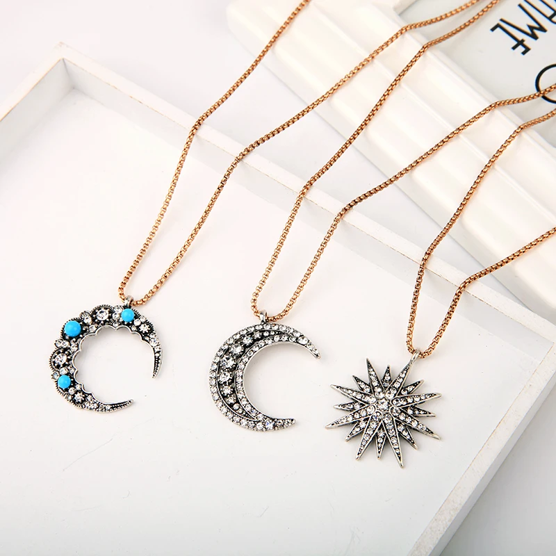 Женское ожерелье с подвеской в виде большой звезды Луны попкорна золотого цвета