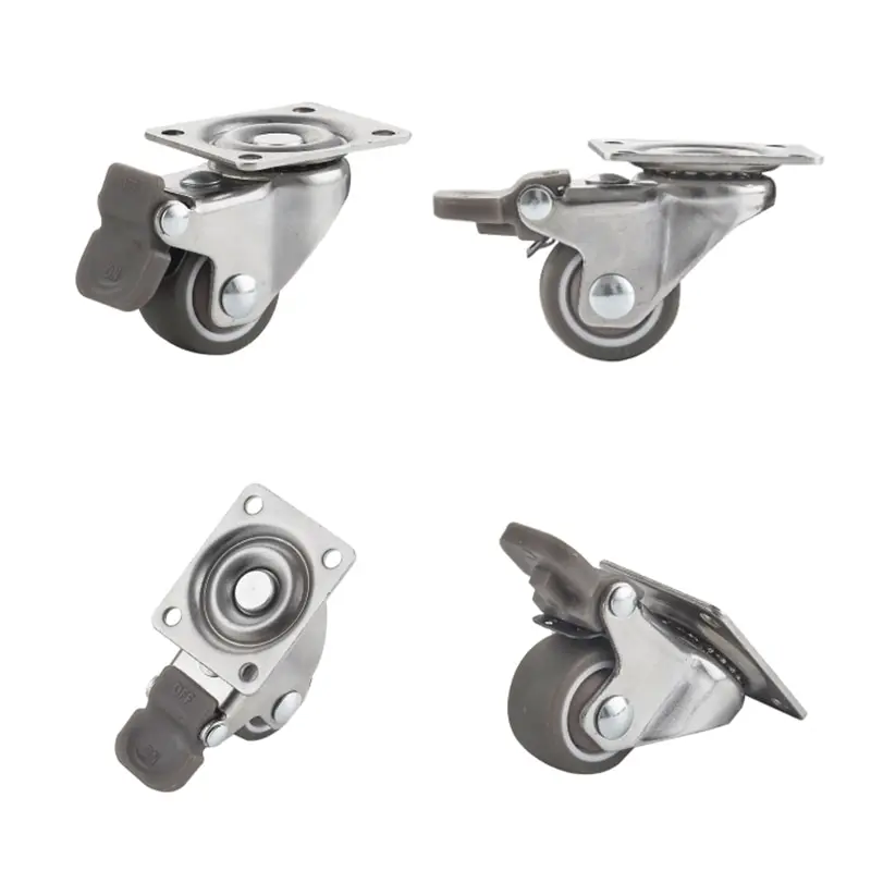 4pcs Furniture Casters Wheels Soft Rubber Swivel Caster Silver Roller Wheel For Platform Trolley Chair Household Accessori