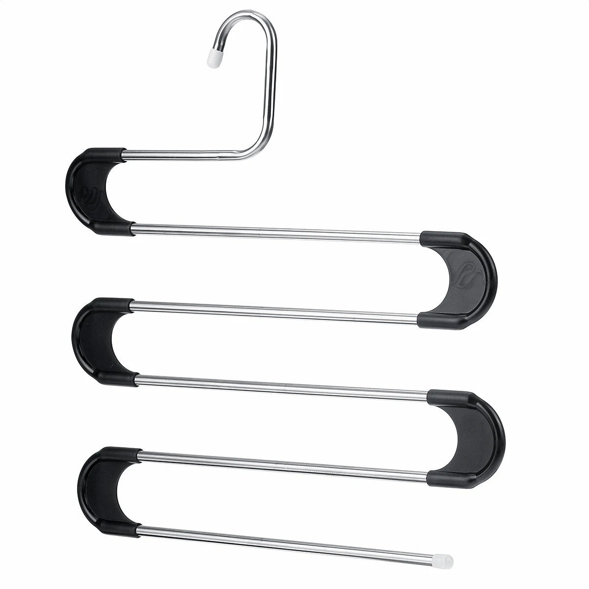 Multifunctional Stainless Steel Multi layer S Type Pants Trousers Hanger Rack Traceless Adult Trouser Hanger Bathroom Holder - Цвет: Черный