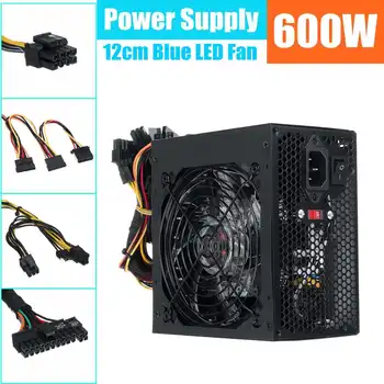 

600W 110~220V PC Power Supply 12cm LED silent Fan with Intelligent temperature control Intel AMD ATX 12V for Desktop computer