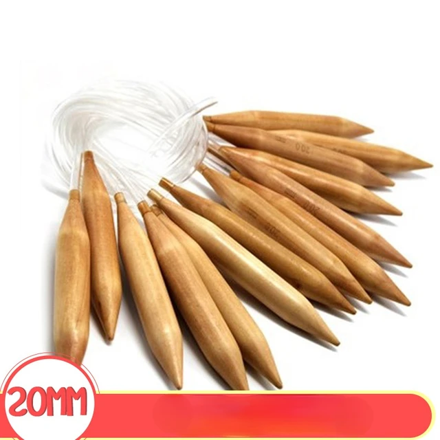 20mm Thick Circular Rod Wooden Knitting Needles Smooth Non-hanging