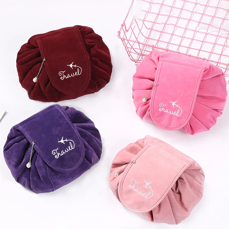 

Corduroy Drawstring Cosmetic Bag Large Capacity Travel Portable Lazy Storage Bag Magic Bag Storage Bag Creative Beam Pocket