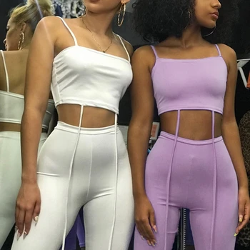 

Women Summer Bodycon Crop Top Vest and Shorts Solid Women 2 Pieces Set Outfit