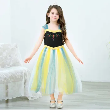 

Fancy Cute Girls Princess Dress Up Birthday Costume Girls Queen Children Cosplay Anna Elsa Dresses for Halloween Christmas Gift